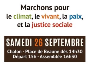 Lire la suite à propos de l’article Samedi 26 Septembre 2026 – 14h30 – Marche pour le climat